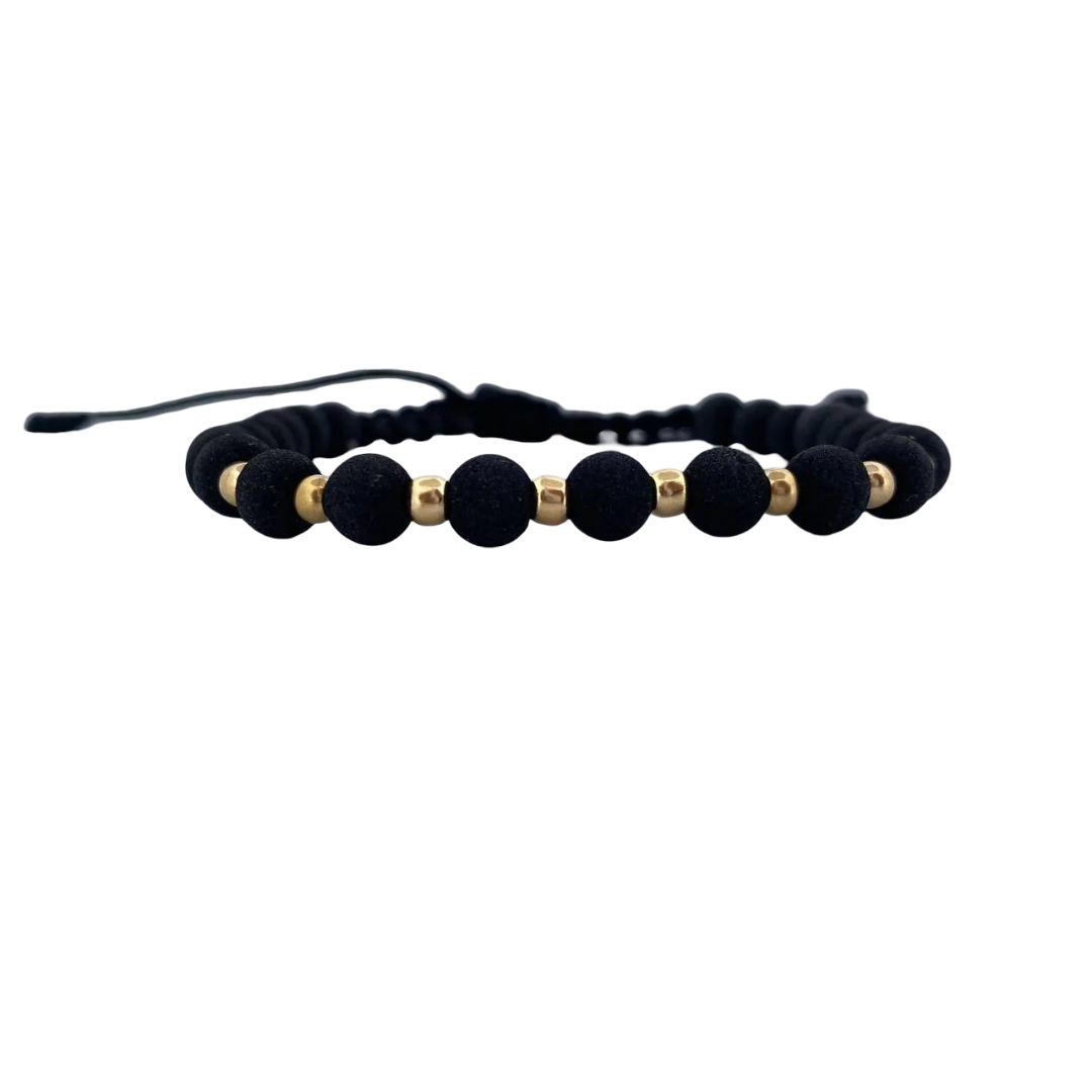 Pulsera Negra 3mm Bolas Lisas 8 UND Neoprenos