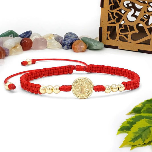 Pulsera Tejida San Benito Oro Laminado 18k