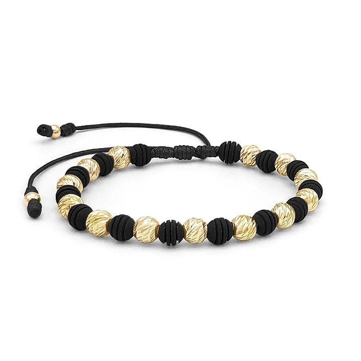 Pulsera Ónix Mate Neopreno Oro Laminado 18k Diamantado