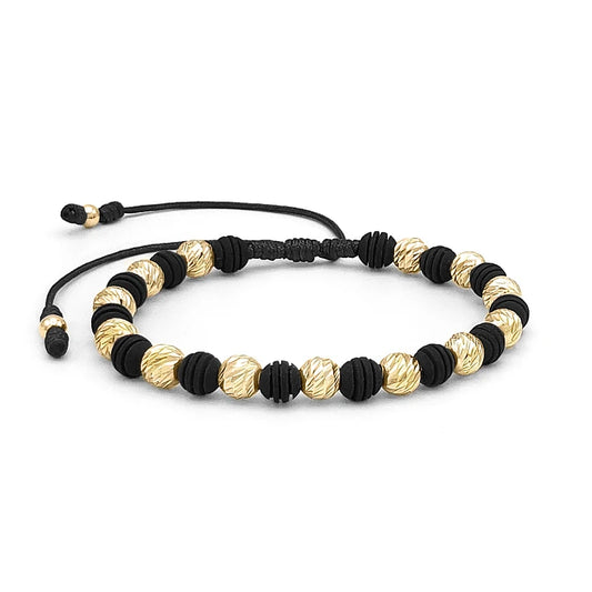 Pulsera Ónix Mate Neopreno Oro Laminado 18k Diamantado