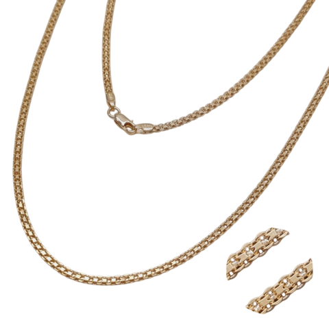 Cadena Tejido Chino 3MM 60CM Grosor Oro Laminado 18K