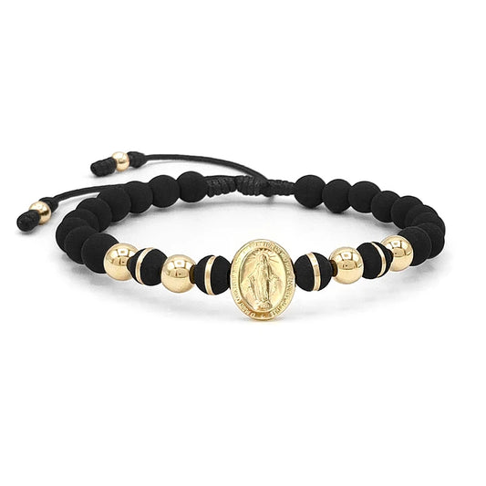 Pulsera Virgen Milagrosa Neopreno Oro Laminado 18k